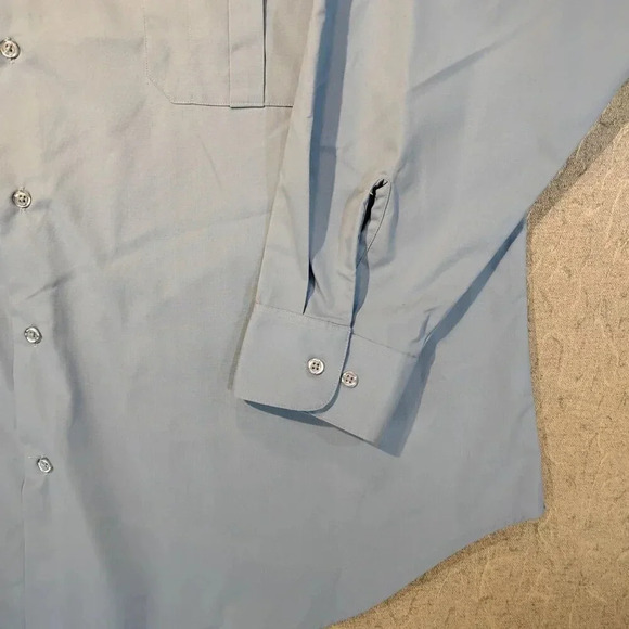 Gold Star Men's Wash N Wear Blue Long Sleeve Uniform Dress Shirt Size  2XL - Picture 7 of 14